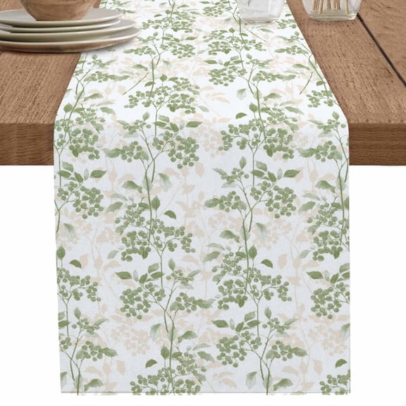 nqOlkjepod Sage Green Botanical Table Runner 36 Inches Long Farmhouse Dress Scarves, Vintage Nature Flower Dining Tablerunner for Coffee Table/Kitchen Island/Party Décor, Small 13" x 36"