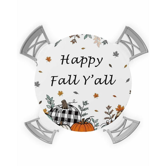 nqOlkjepod Sage Green Fall Round Tablecloth, Fitted Table Cover with Elastic for 36"-44" Round Tables, Thanksgiving Pumpkins Botanical Table Cloth Outdoor Indoor Dinning Party Waterproof Tablecloths