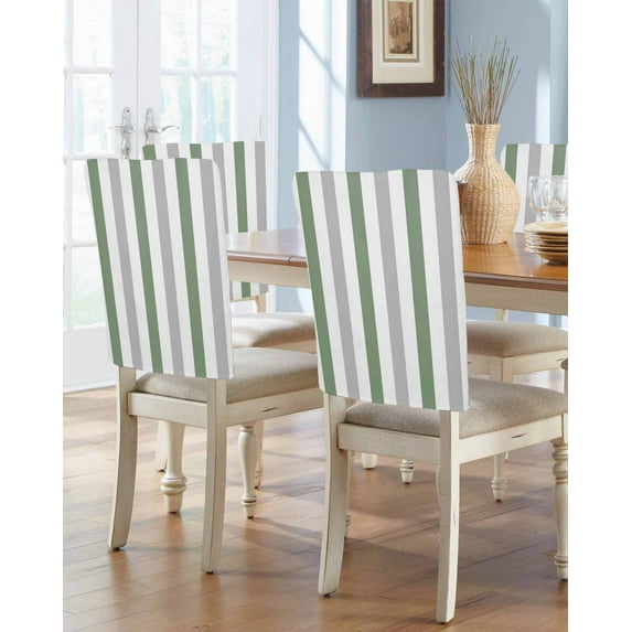 nqOlkjepod Sage Green Grey Striped Chair Covers Set of 6, Decorative Chair Back Cover, Minimalist Farmhouse Stripe Dining Room Chair Slipcovers Removable Chair Protectors Covers for Party Banquet