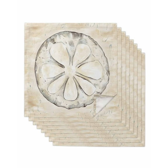 nqOlkjepod Sand Dollar Coastal Cloth Napkins Set of 8 Reusable Dinner Napkins, Summer Beach Beige Sea Cocktail Napkin Washable Table Napkins for Wedding/Holiday Party/Baby Shower 20"x20"