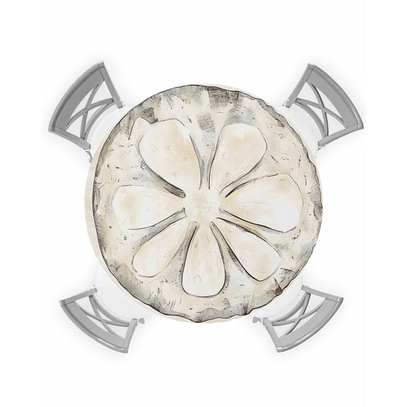 nqOlkjepod Sand Dollar Coastal Round Tablecloth, Fitted Table Cover with Elastic for 36"-44" Round Tables, Summer Beach Beige Sea Table Cloth Outdoor Indoor Dinning Party Waterproof Tablecloths