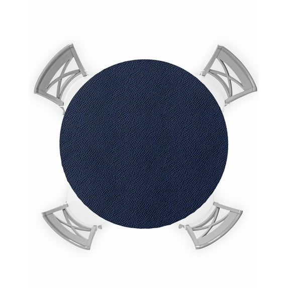 nqOlkjepod Solid Dark Blue Round Tablecloth, Fitted Table Cover with Elastic for 55"-60" Round Tables, Minimalism Abstract Denim Texture Table Cloth Outdoor Dinning Party Waterproof Tablecloths