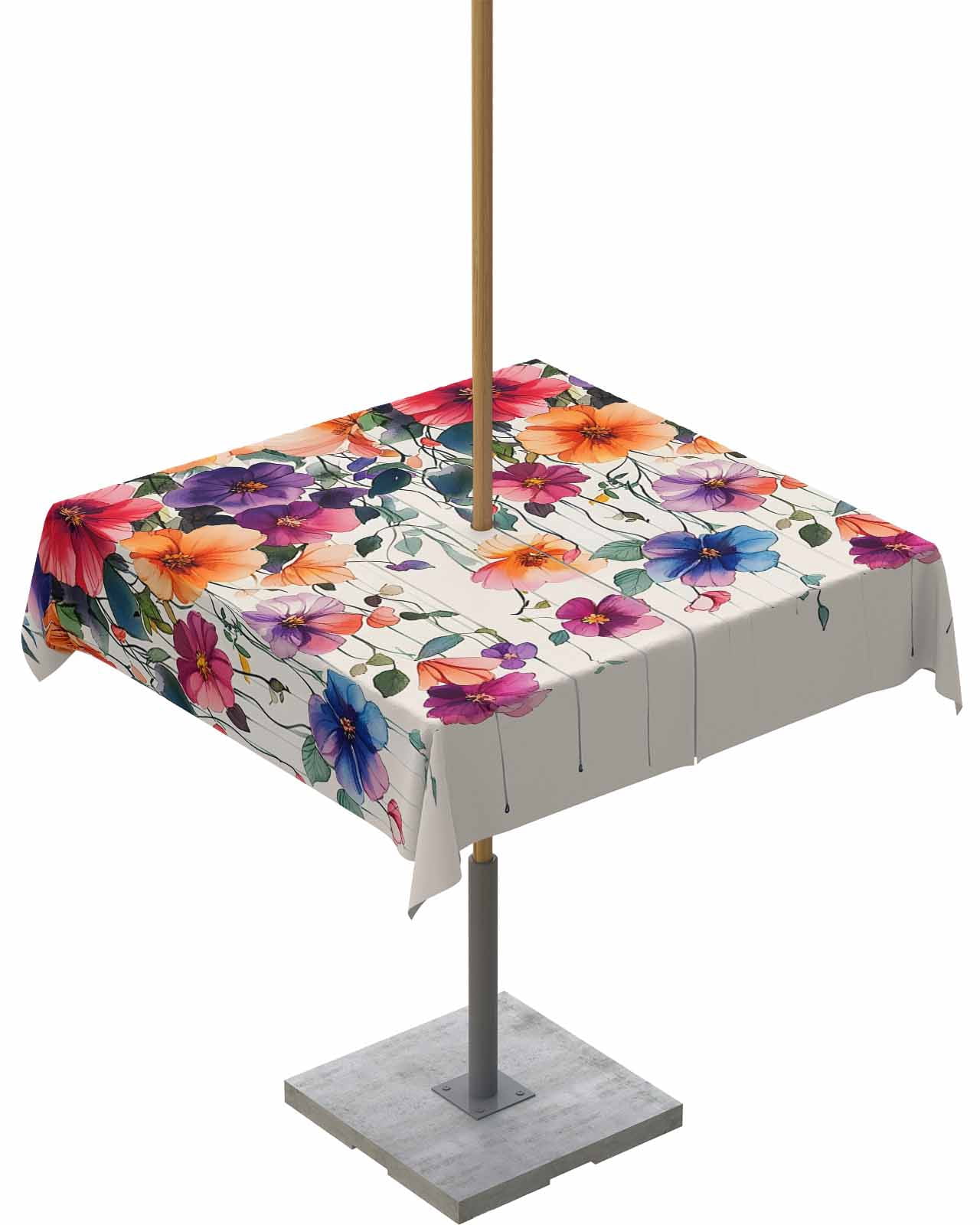 nqOlkjepod Spring Botanical Colorful Outdoor Tablecloth with Umbrella ...