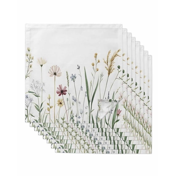 nqOlkjepod Spring Botanical Floral Cloth Napkins Set of 8 Reusable Dinner Napkins, Vintage Leaves Flowers Cocktail Napkin Washable Table Napkins for Wedding/Holiday Party/Baby Shower 20"x20"