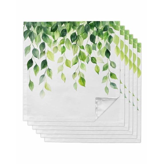 nqOlkjepod Spring Eucalyptus Leaf Cloth Napkins Set of 6 Reusable Dinner Napkins, Green Botanical Nature Plants Cocktail Napkin Washable Table Napkins for Wedding/Holiday Party/Baby Shower 20"x20"