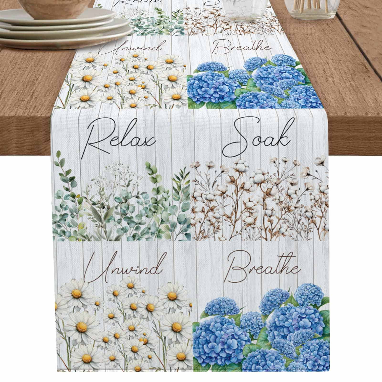nqOlkjepod Spring Floral Table Runner 72 Inches Long Farmhouse Dress ...