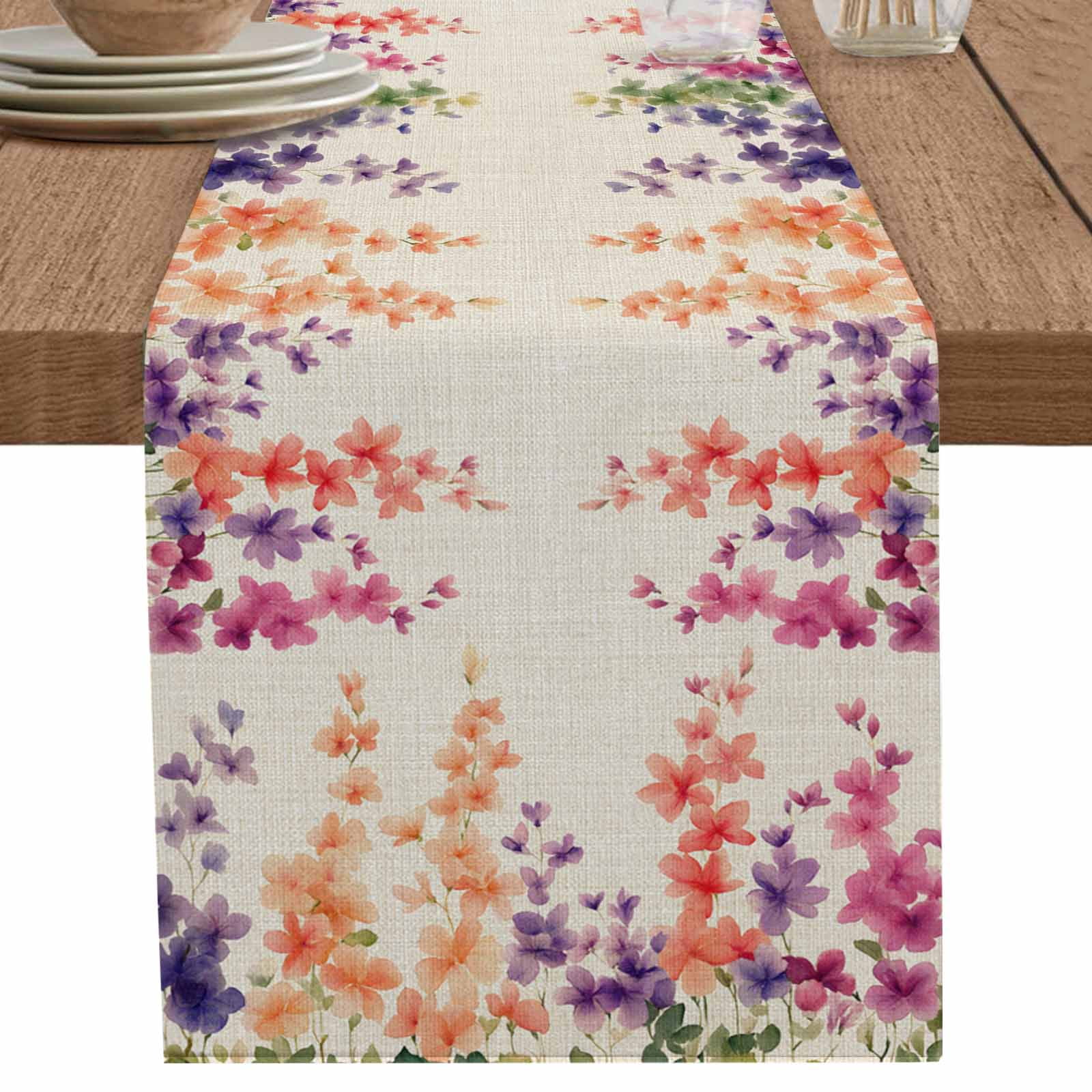 nqOlkjepod Spring Floral Table Runner 72 Inches Long Farmhouse Dress ...