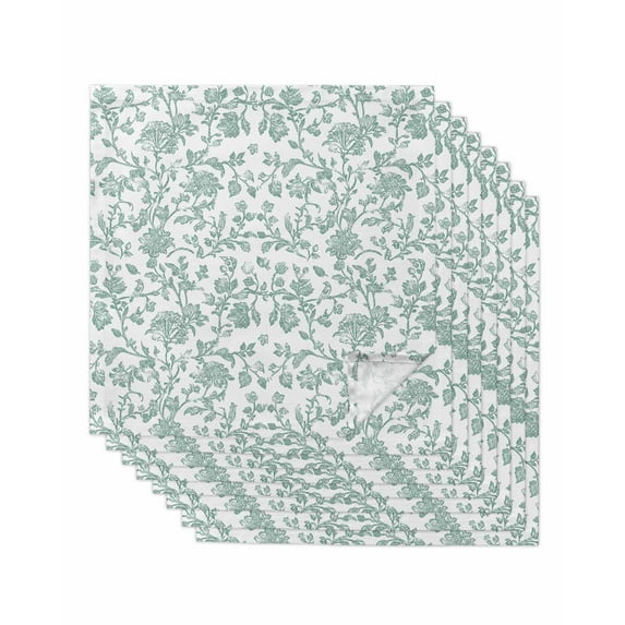 nqOlkjepod Spring Flower Cloth Napkins Set of 8 Reusable Dinner Napkins, Vintage Farmhouse Turquoise Boho Leaf Cocktail Napkin Washable Table Napkins for Wedding/Holiday Party/Baby Shower 20"x20"