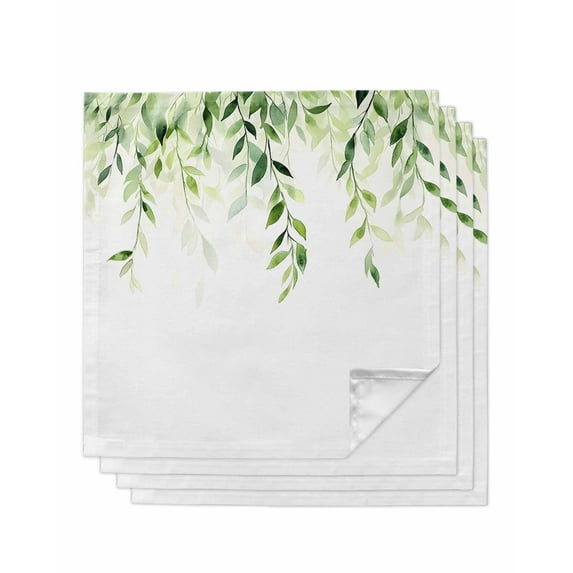 nqOlkjepod Spring Green Leaves Cloth Napkins Set of 4 Reusable Dinner Napkins, Summer Botanical Natural Vines Cocktail Napkin Washable Table Napkins for Wedding/Holiday Party/Baby Shower 20"x20"