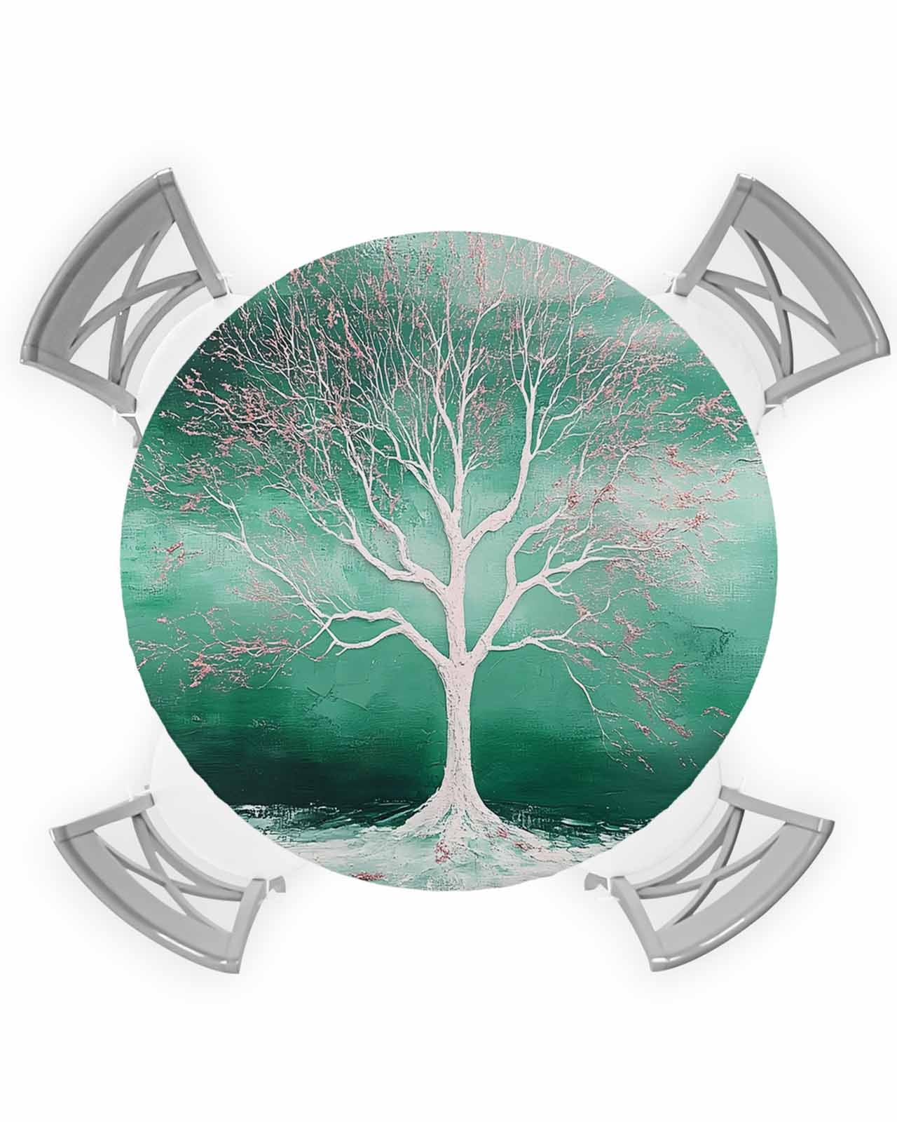 Aperturee Green Tree Happy Birthday Rectangular Tablecloth main image 0