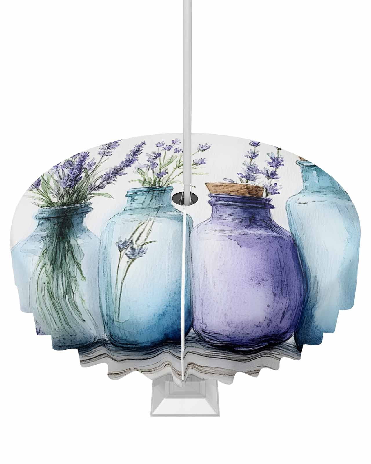 Aperturee Garden Flower Leaves Watercolor Bunny Stretch Table Cover