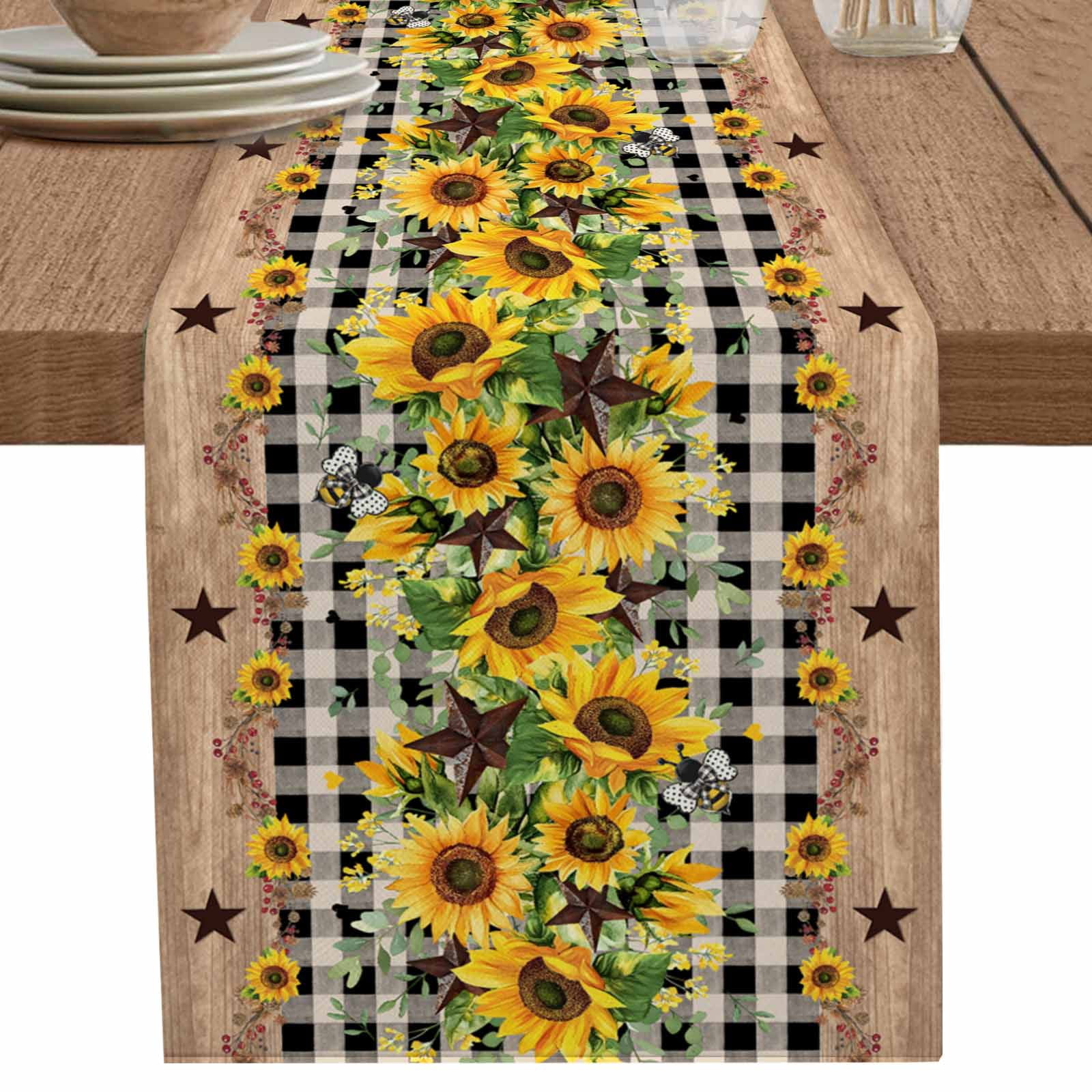 nqOlkjepod Spring Sunflower Table Runner 72 Inches Long Farmhouse Dress ...