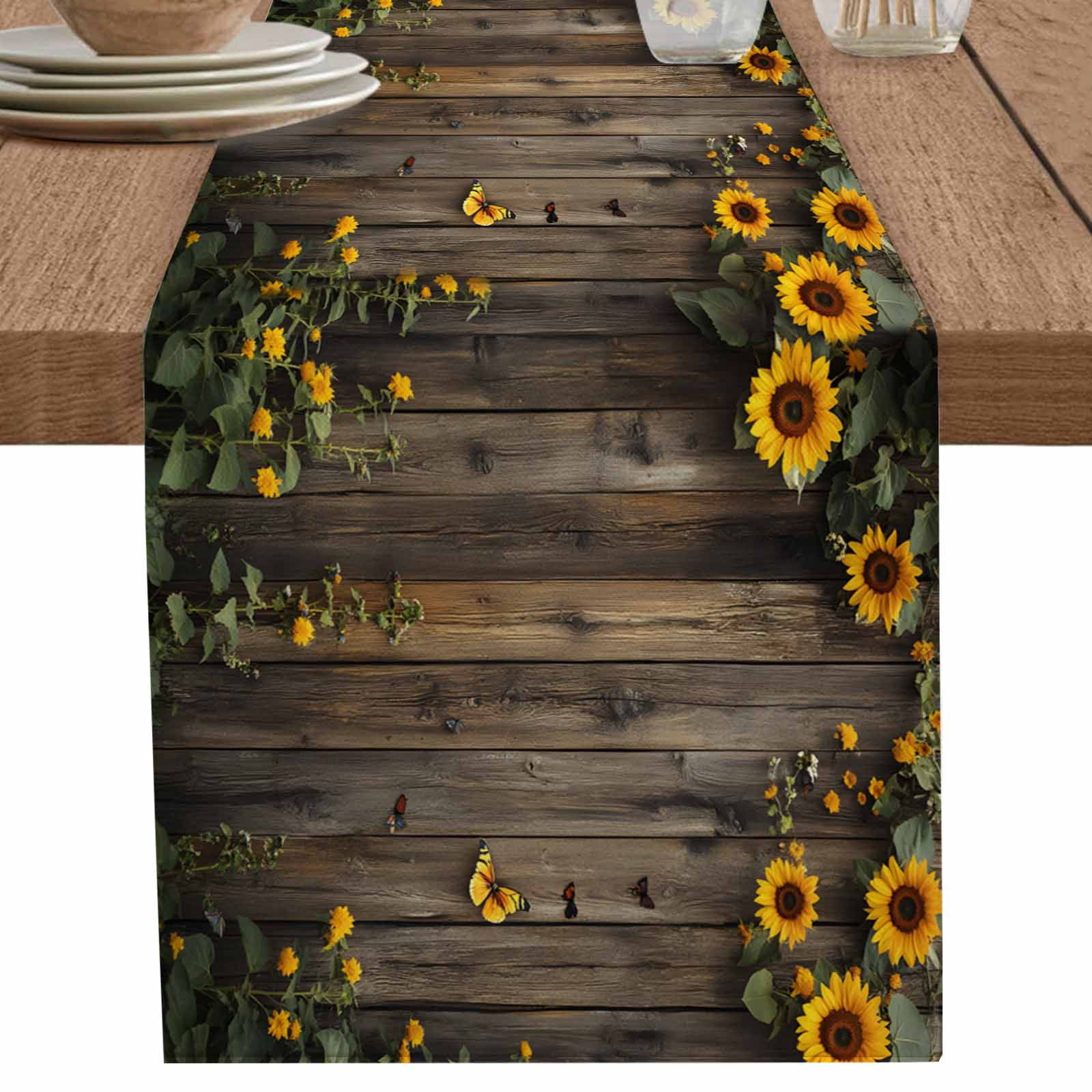 nqOlkjepod Spring Sunflower Table Runner 72 Inches Long Farmhouse Dress ...