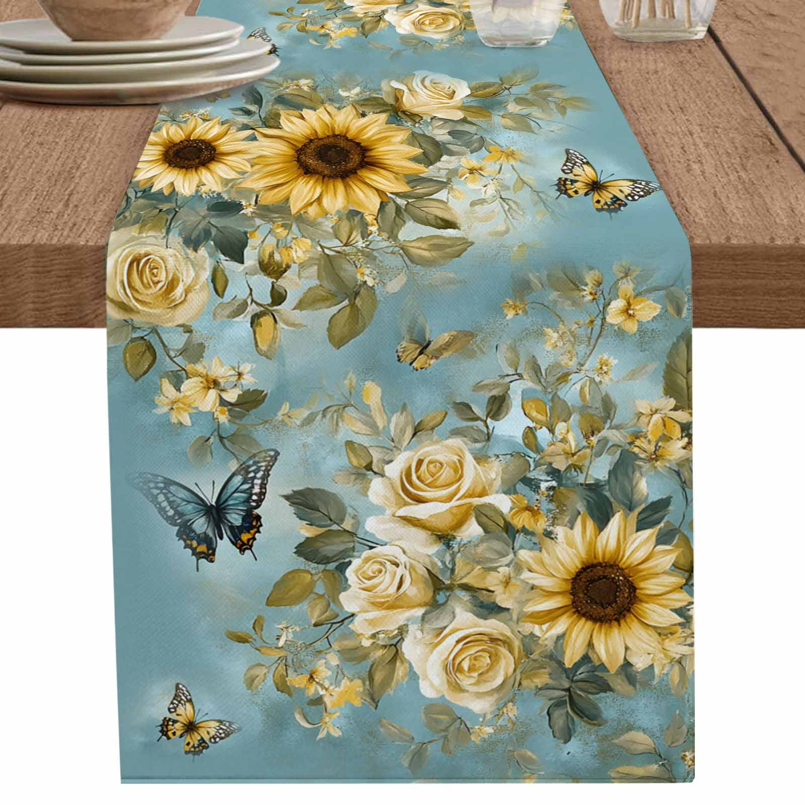 nqOlkjepod Spring Yellow Sunflower Table Runner 60 Inches Long ...