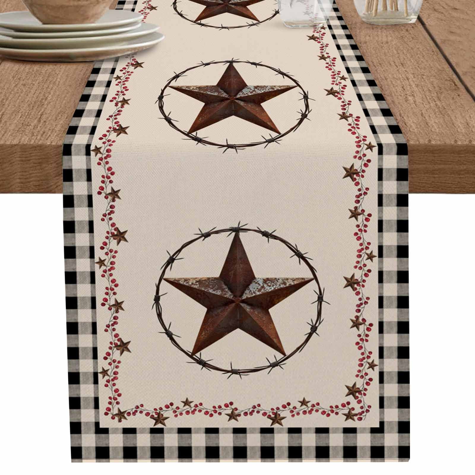nqOlkjepod Star Country Table Runner 108 Inches Long Farmhouse Dress ...