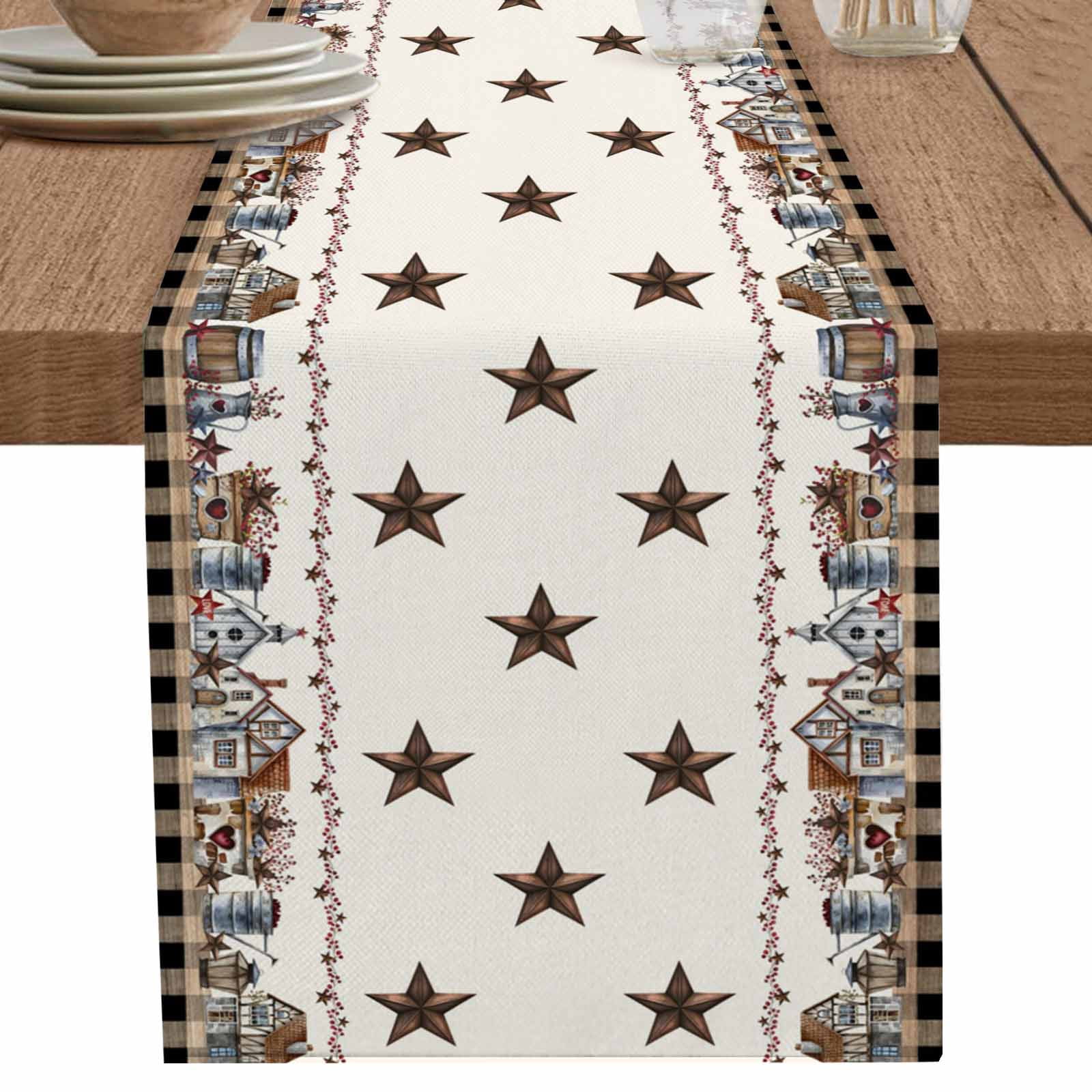 nqOlkjepod Star Rustic Table Runner 120 Inches Long Farmhouse Dress ...