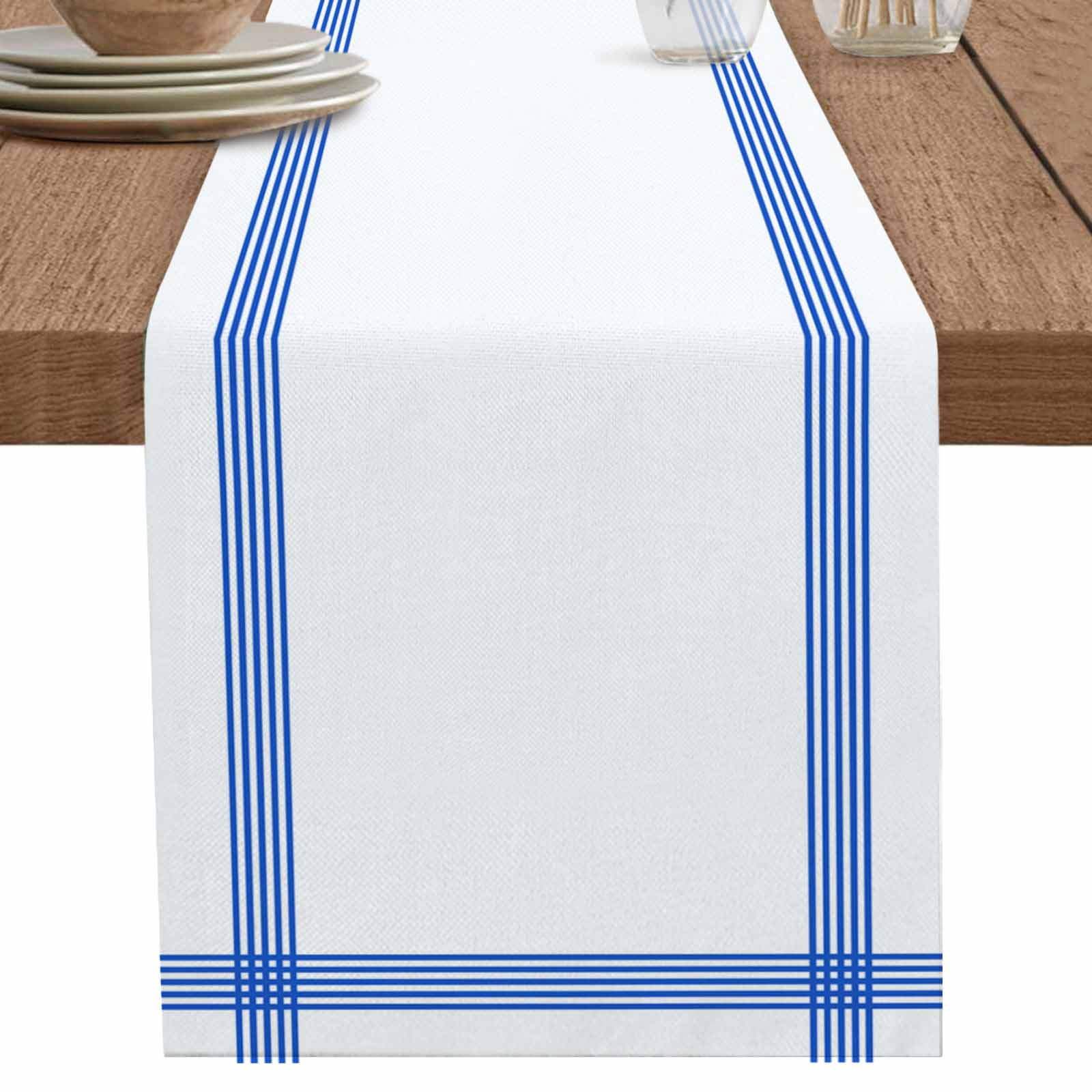 nqOlkjepod Striped Navy Table Runner 72 Inches Long Farmhouse Dress ...