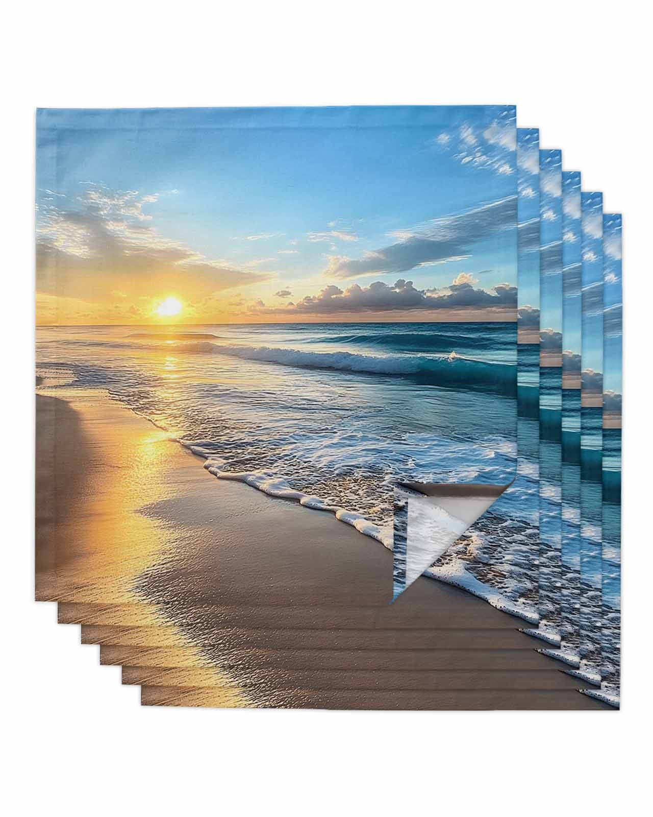 nqOlkjepod Summer Beach Cloth Napkins Set of 6 Reusable Dinner Napkins ...