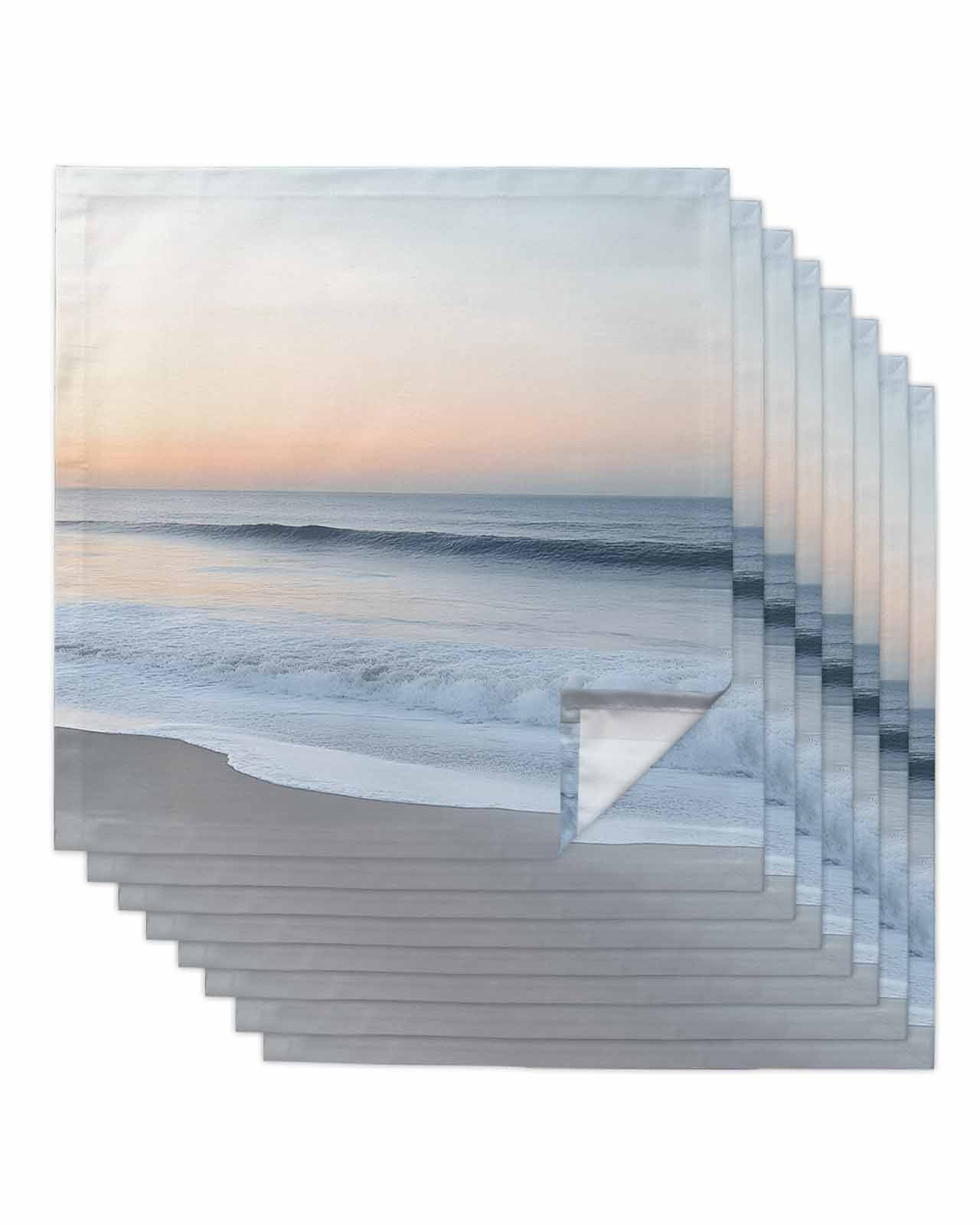 nqOlkjepod Summer Beach Cloth Napkins Set of 8 Reusable Dinner Napkins ...