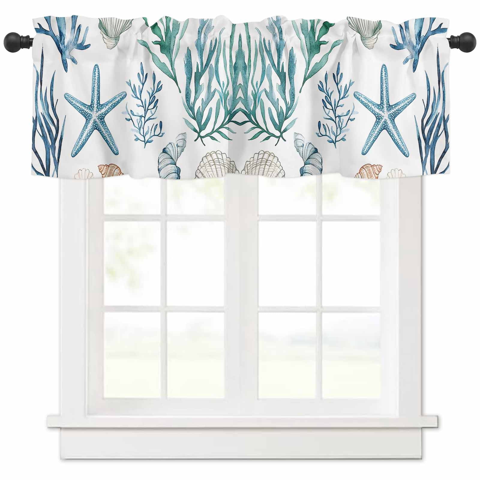 nqOlkjepod Summer Coastal Farmhouse Short Window Curtain Valances ...