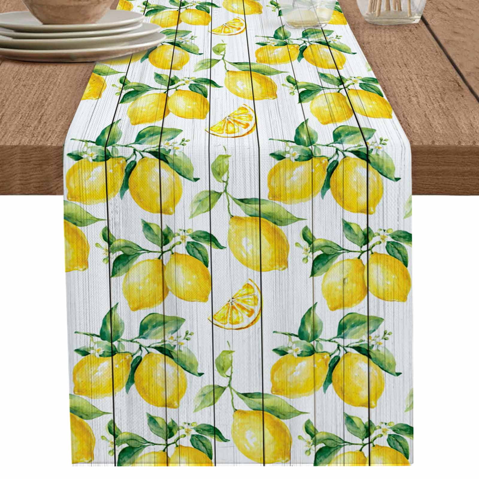 nqOlkjepod Summer Lemon Table Runner 48 Inches Long Farmhouse Dress ...