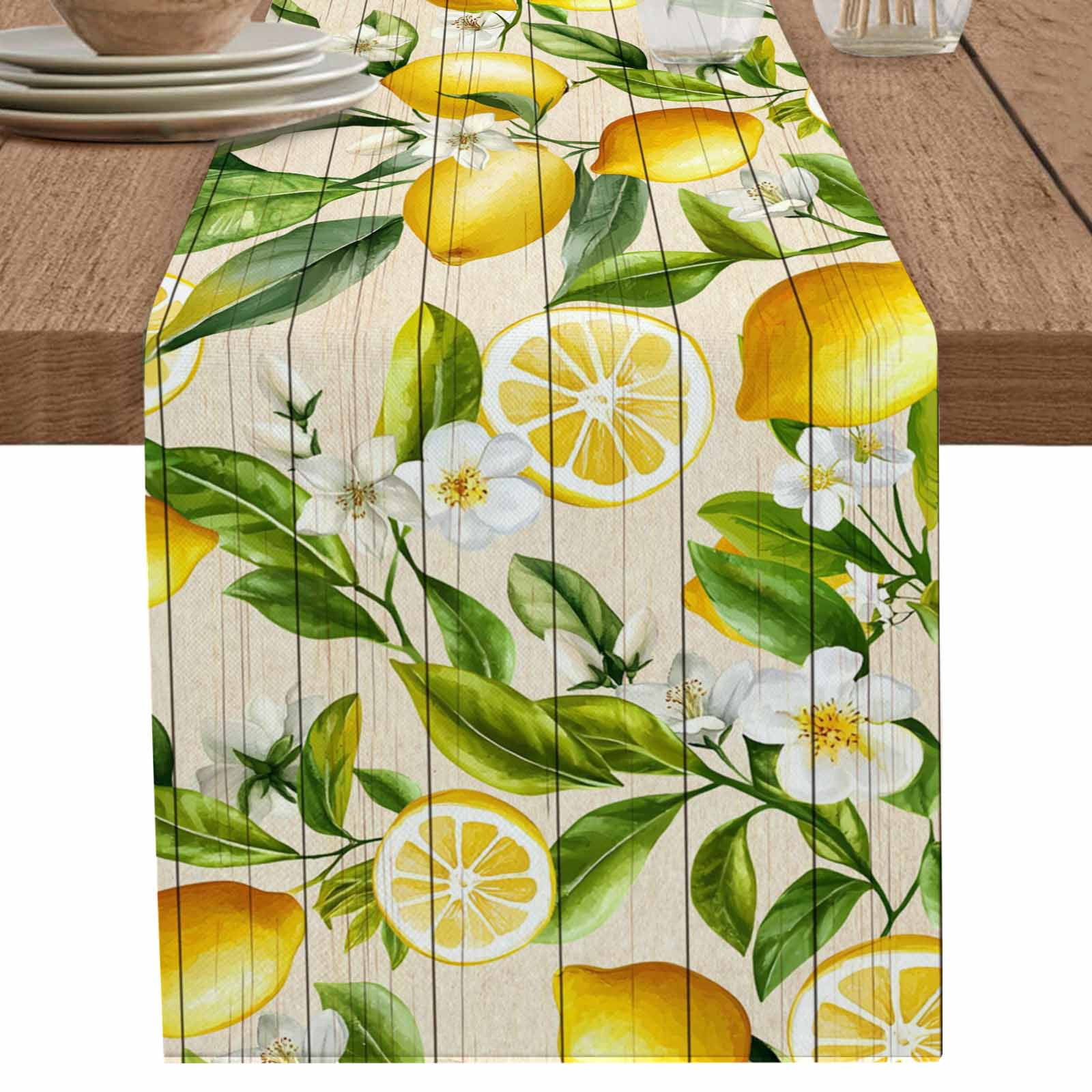 nqOlkjepod Summer Lemon Table Runner 72 Inches Long Farmhouse Dress ...