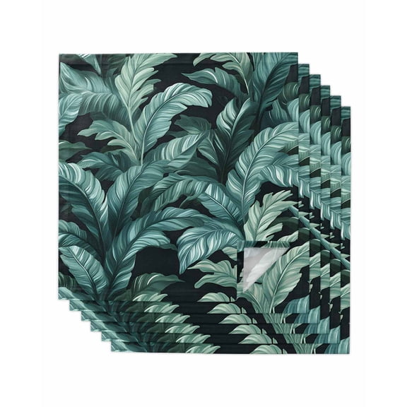 nqOlkjepod Summer Plant Cloth Napkins Set of 6 Reusable Dinner Napkins, Green Tropical Palm Leaves Nature Retro Cocktail Napkin Washable Table Napkins for Wedding/Holiday Party/Baby Shower 20"x20"