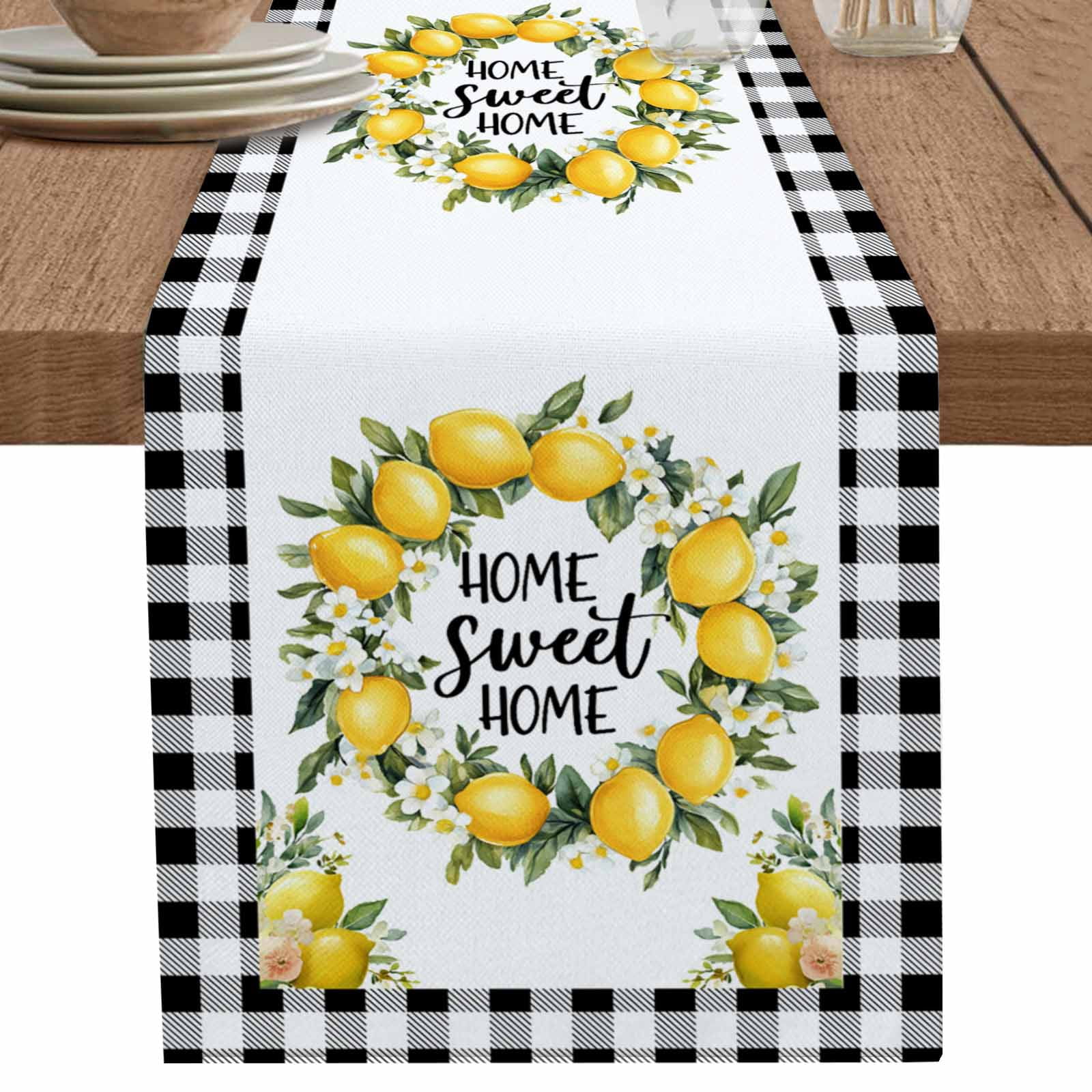 nqOlkjepod Summer Yellow Lemon Table Runner 72 Inches Long Farmhouse ...