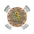 thumbnail image 1 of nqOlkjepod Sunflower Black Checked Round Tablecloth, Fitted Table Cover with Elastic for 55"-60" Round Tables, Country Star Brown Wooden Table Cloth Outdoor Dinning Party Waterproof Tablecloths, 1 of 6