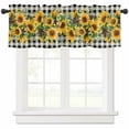 thumbnail image 1 of nqOlkjepod Sunflower Farmhouse Short Window Curtain Valances, Rustic Brown Country Star Black Checkered Rod Pocket Kitchen Valances for Living Room Bedroom Bathroom Cafe, 1 Panel - 42" x 18", 1 of 8