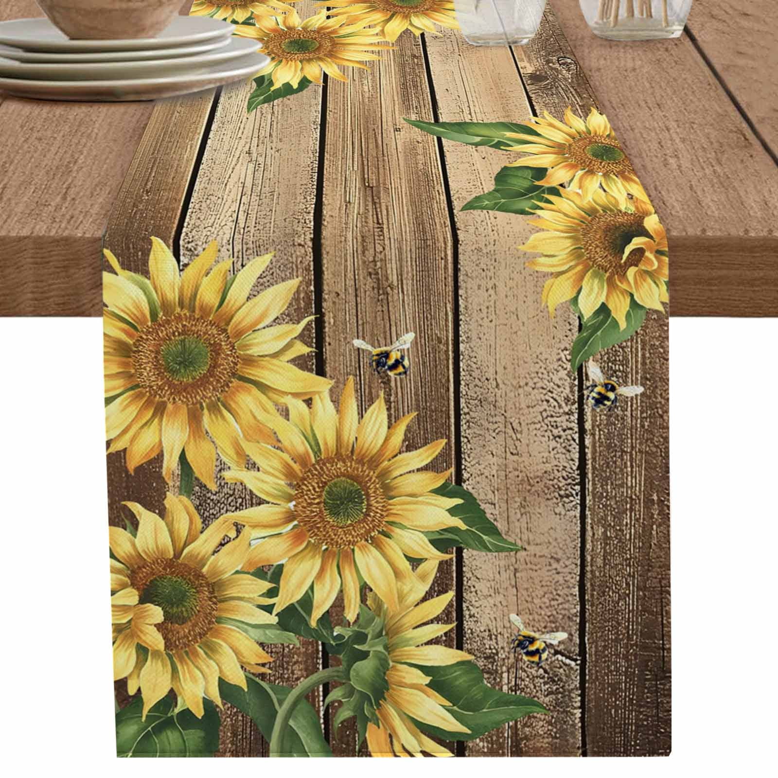 nqOlkjepod Sunflower Table Runner 70 Inches Long Farmhouse Dress ...