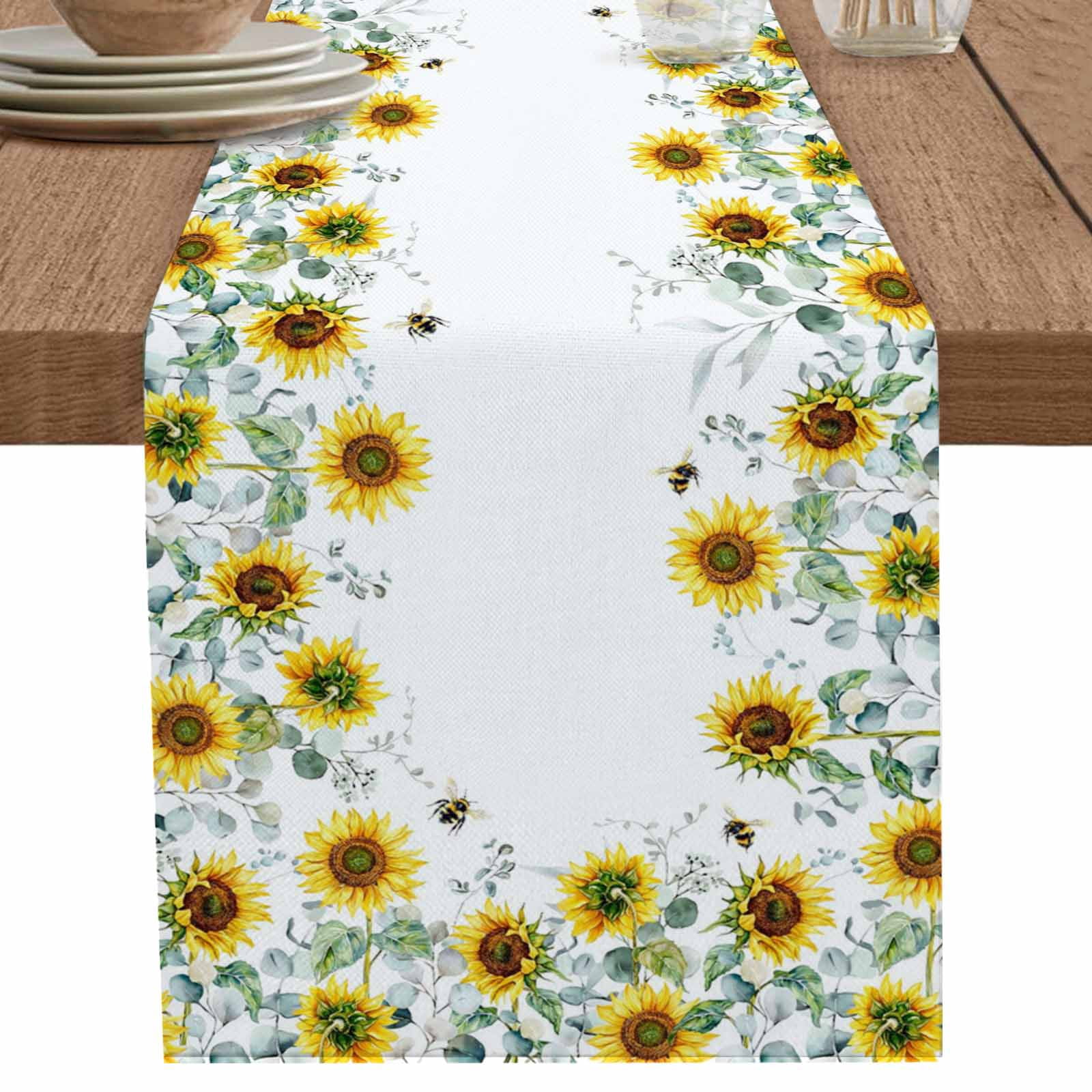 nqOlkjepod Sunflower Table Runner 70 Inches Long Farmhouse Dress ...