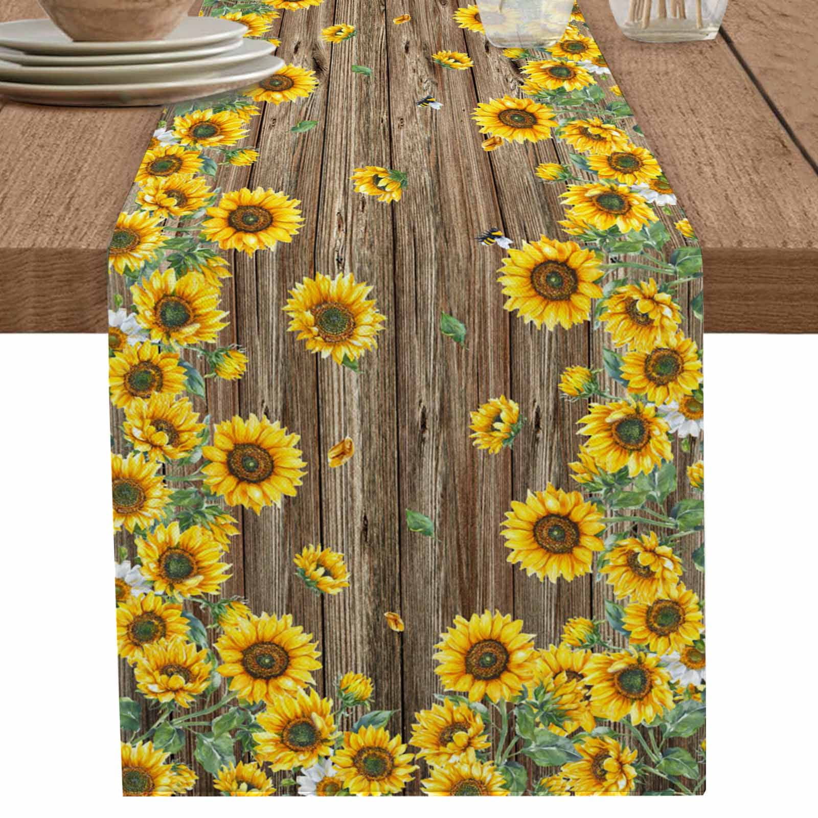 nqOlkjepod Sunflower Table Runner 72 Inches Long Farmhouse Dress ...