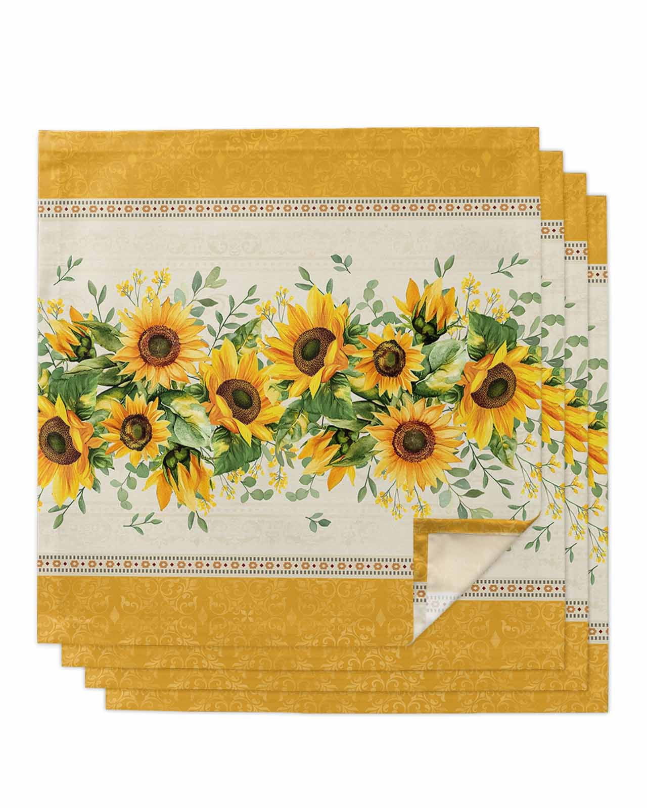 nqOlkjepod Sunflower Yellow Cloth Napkins Set of 4 Reusable Dinner ...