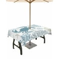 thumbnail image 1 of nqOlkjepod Teal Blue Crab Coastal Outdoor Tablecloth with Umbrella Hole & Zipper, Summer Coral Nautical Rectangle Table Cover 60x84 Inch, Dining Waterproof Table Cloth Protector for Patio/Party, 1 of 7