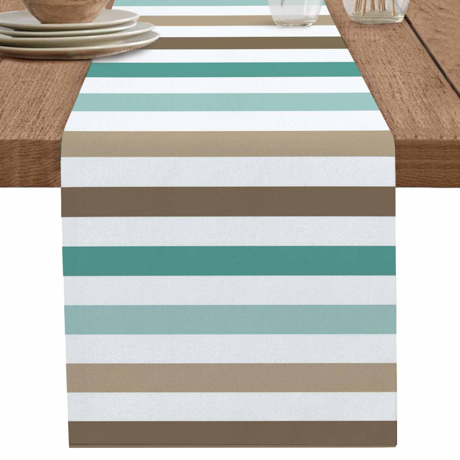 nqOlkjepod Teal Brown Table Runner 72 Inches Long Farmhouse Dress ...