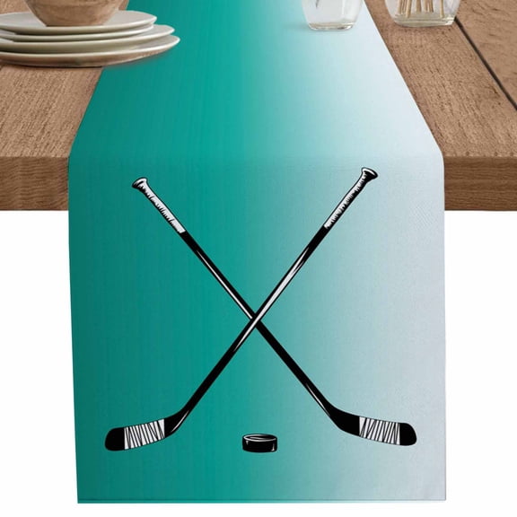 nqOlkjepod Teal Green Table Runner 120 Inches Long Farmhouse Dress Scarves, Gradient Simple Ice Hockey Sport Game Dining Tablerunner for Coffee Table/Kitchen Island/Party Décor, 13" x 120"