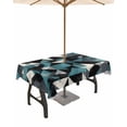 thumbnail image 1 of nqOlkjepod Teal Grey Abstract Art Outdoor Tablecloth with Umbrella Hole & Zipper, Modern Art Geometric Rectangle Table Cover 52x70 Inch, Dining Waterproof Table Cloth Protector for Patio/Party, 1 of 7