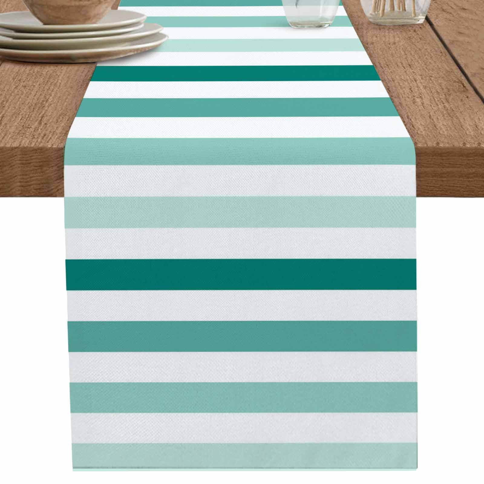 nqOlkjepod Teal Ombre Grey Striped Table Runner 70 Inches Long ...