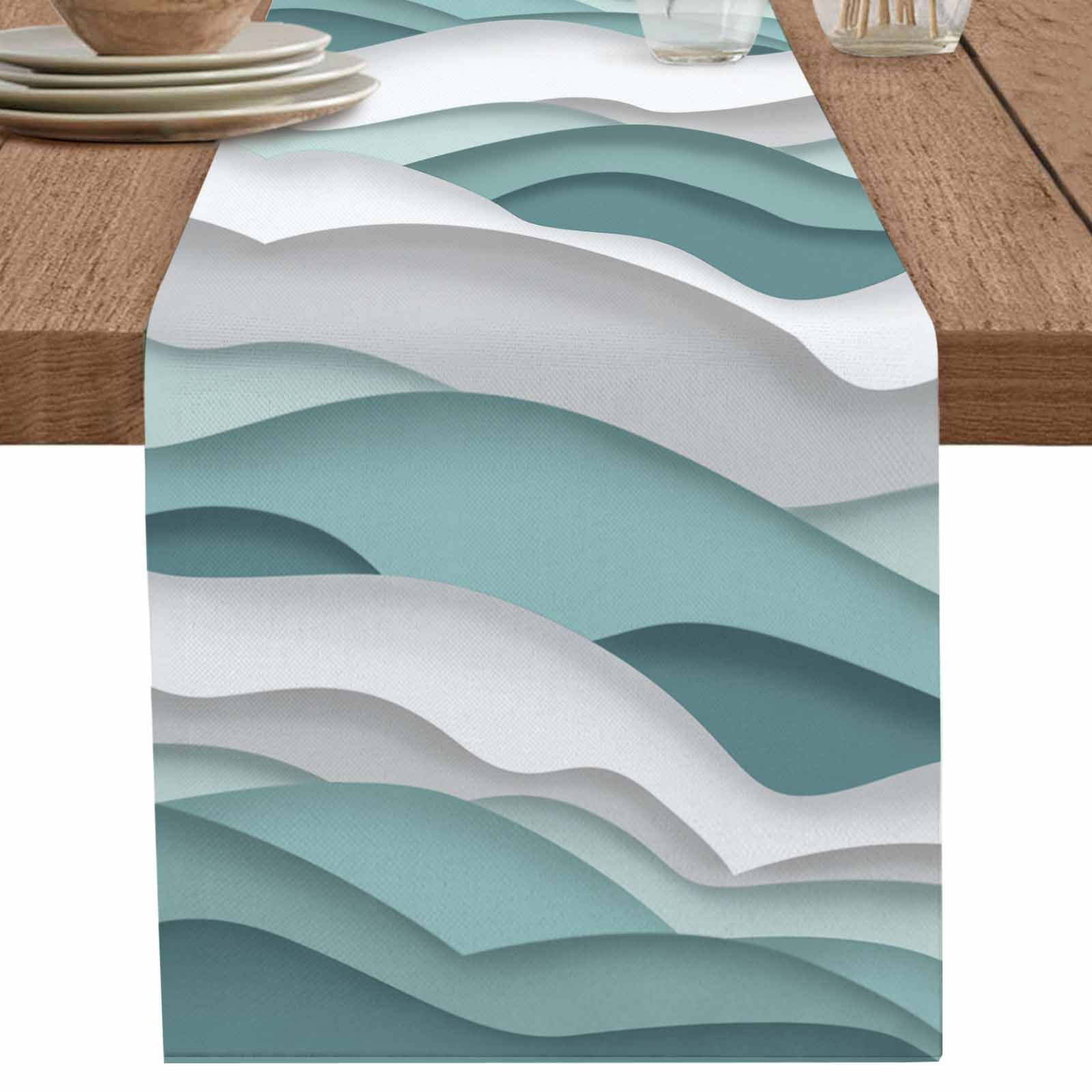 nqOlkjepod Teal Ombre Table Runner 60 Inches Long Farmhouse Dress ...