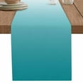 thumbnail image 1 of nqOlkjepod Teal Ombre Table Runner 60 Inches Long Farmhouse Dress Scarves, Turquoise White Gradient Modern Abstract Art Dining Tablerunner for Coffee Table/Kitchen Island/Party Décor, 13" x 60", 1 of 8