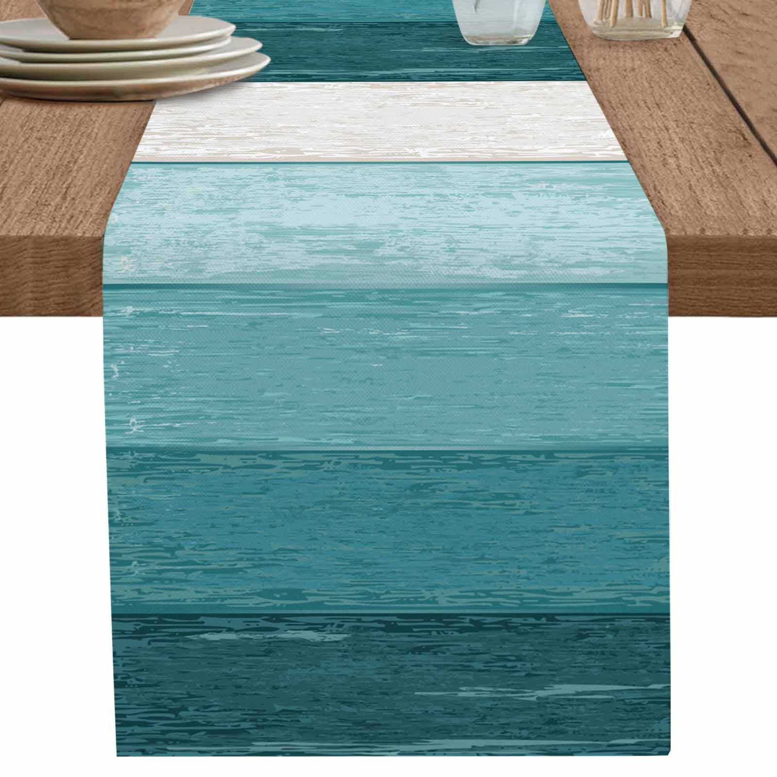 nqOlkjepod Teal Ombre Table Runner 70 Inches Long Farmhouse Dress ...