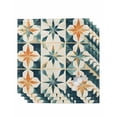 thumbnail image 1 of nqOlkjepod Teal Orange Geometric Cloth Napkins Set of 4 Reusable Dinner Napkins, Vintage Chic Abstract Checked Cocktail Napkin Washable Table Napkins for Wedding/Holiday Party/Baby Shower 20"x20", 1 of 8