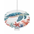 thumbnail image 1 of nqOlkjepod Teal Red Coastal Outdoor Tablecloth with Umbrella Hole & Zipper, Summer Beach Turtle Starfish Nautical Round Table Cover 60 Inch, Dining Waterproof Table Cloth Protector for Patio/Party, 1 of 7