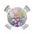 thumbnail image 1 of nqOlkjepod Teal Spring Floral Round Tablecloth, Fitted Table Cover with Elastic for 36"-44" Round Tables, Modern Oil Painted Daisy Botanical Table Cloth Outdoor Dinning Party Waterproof Tablecloths, 1 of 6