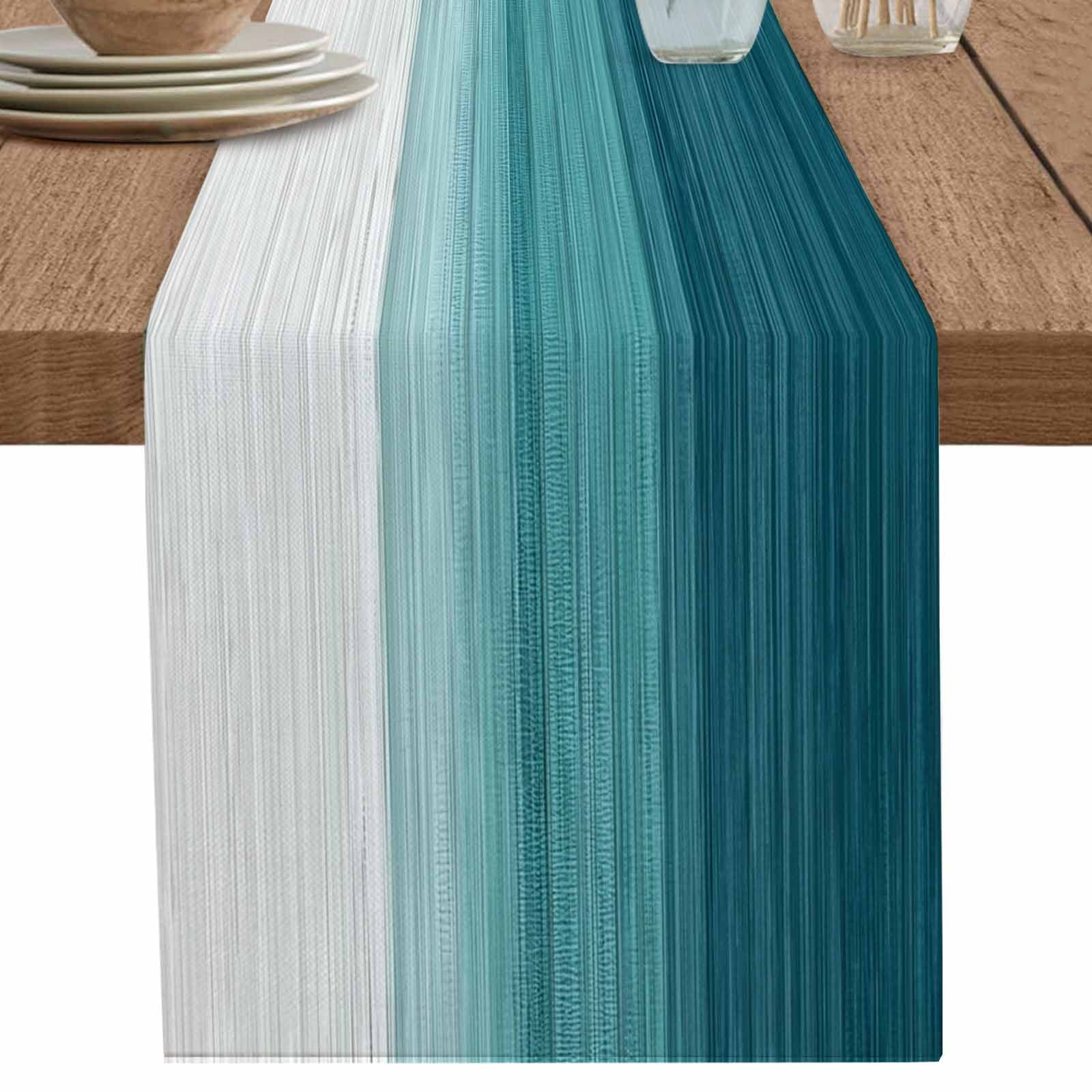 nqOlkjepod Teal Turquoise Ombre Table Runner 72 Inches Long Farmhouse ...