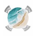thumbnail image 1 of nqOlkjepod Teal Waves Coastal Round Tablecloth, Fitted Table Cover with Elastic for 36"-44" Round Tables, Summer Beach Nautical Ocean Table Cloth Outdoor Indoor Dinning Party Waterproof Tablecloths, 1 of 6