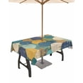 thumbnail image 1 of nqOlkjepod Teal Yellow Circle Outdoor Tablecloth with Umbrella Hole & Zipper, Geometric Abstract Art Rectangle Table Cover 60x102 Inch, Dining Waterproof Table Cloth Protector for Patio/Party/Picnic, 1 of 7