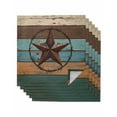 thumbnail image 1 of nqOlkjepod Texas Star Cloth Napkins Set of 6 Reusable Dinner Napkins, Teal Brown Farmhouse Wooden Country Cocktail Napkin Washable Table Napkins for Wedding/Holiday Party/Baby Shower 20"x20", 1 of 8