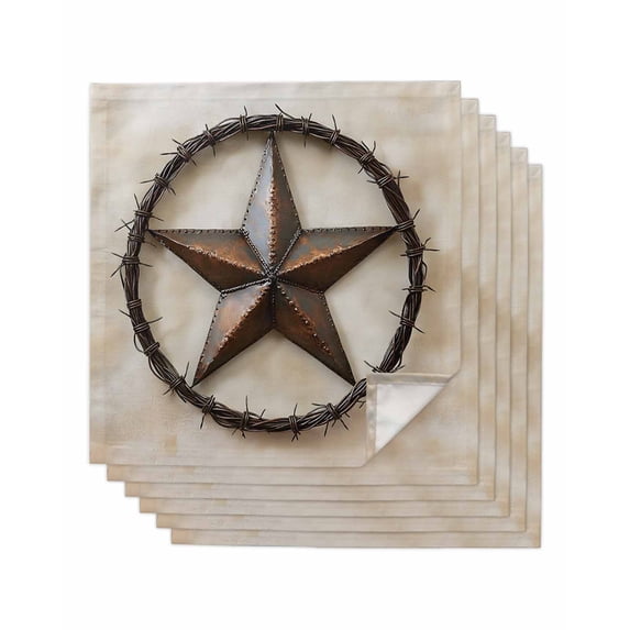 nqOlkjepod Texas Star Retro Cloth Napkins Set of 6 Reusable Dinner Napkins, Country Stars Modern Abstract Cocktail Napkin Washable Table Napkins for Wedding/Holiday Party/Baby Shower 20"x20"